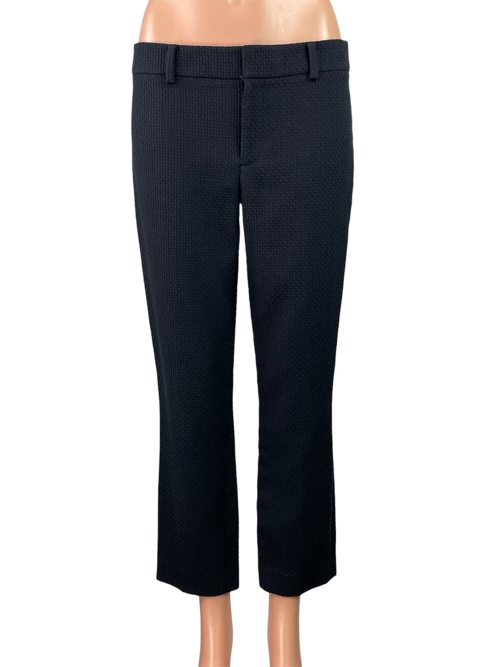 Club Monaco Women's Black High Rise Straight Flare Cropped Trousers Pants Size 4